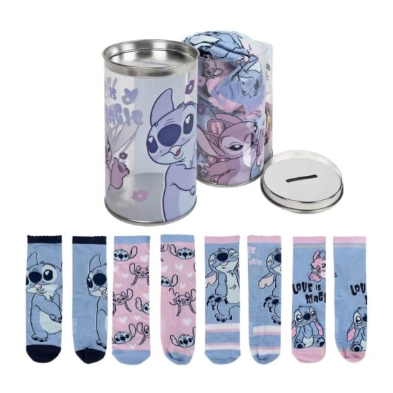 4 Pares de Meias Estampadas STITCH - Nº 35/38 Azul/Rosa | Ref. 299.2900002308L