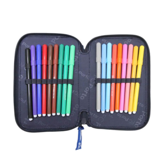 Estojo Escolar Triplo Completo PORTO 2322015 Azul | Ref. 254.FCP2322015 Estojo Escolar Triplo Completo PORTO 2322015 Azul | Ref. 254.FCP2322015