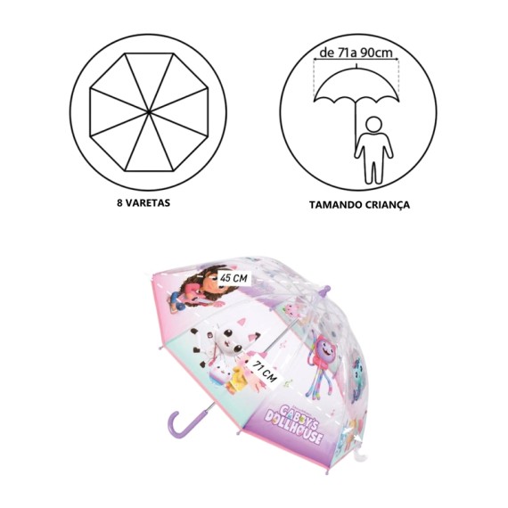 Guarda-Chuva Comprido Manual 45/8 GABBY'S Transparente | Ref. 299.2400000721