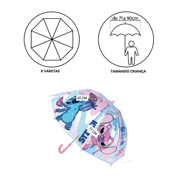 Guarda-Chuva Manual 45/8 STITCH Transparente | Ref. 299.2400000750