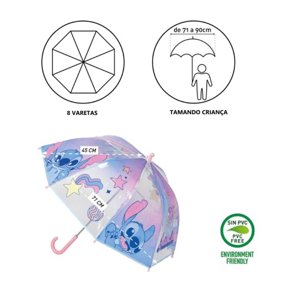 Guarda-Chuva Manual 45/8 STITCH Transparente | Ref. 299.2400000858