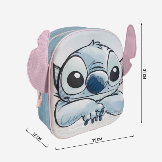 Mochila Infantil 31cm STITCH 3D Aplicações Multicolor | Ref. 299.2100005076