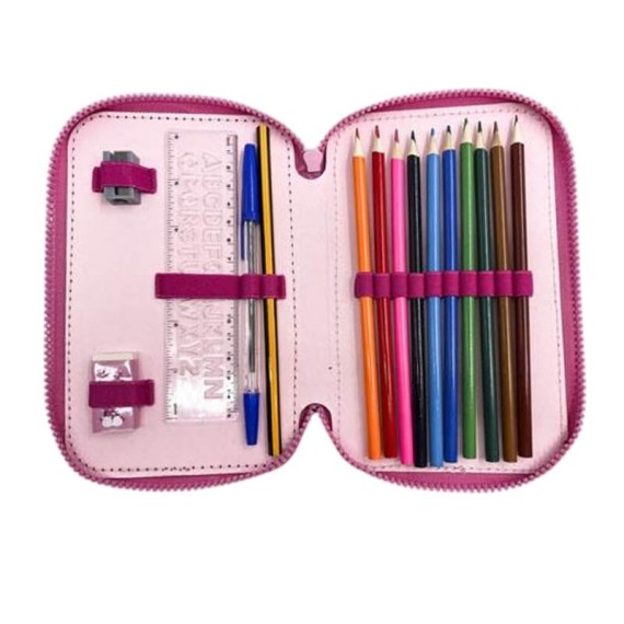 Estojo Escolar Duplo c/ Acessórios MINNIE 2700001705 Rosa | Ref. 299.2700001705