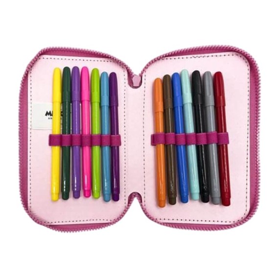 Estojo Escolar Duplo c/ Acessórios MINNIE 2700001705 Rosa | Ref. 299.2700001705