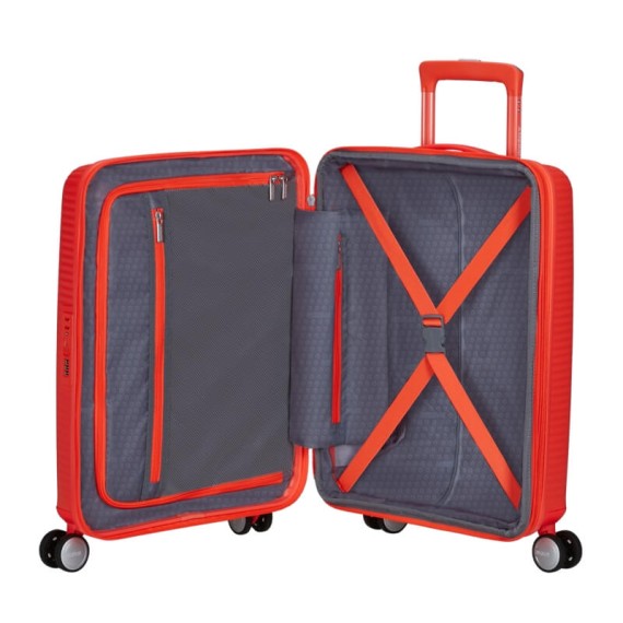 AT Mala de Cabine 55cm 4R Exp. SoundBox Laranja Néon | Ref. 92.88472-D963 AT Mala de Cabine 55cm 4R Exp. SoundBox Laranja Néon | Ref. 92.88472-D963