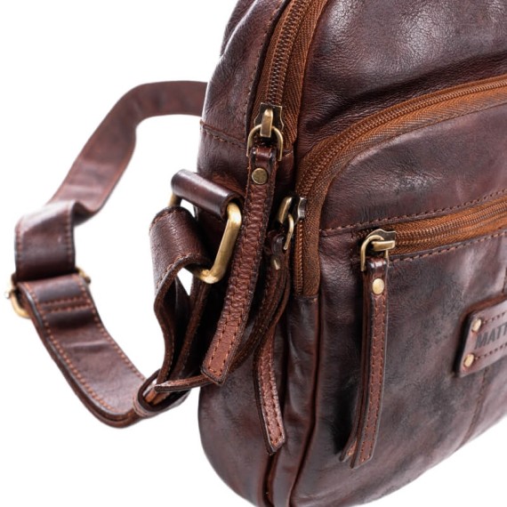Bolsa de Tiracolo c/ Asa de Mão MATTIES Antic Leather Castanha | Ref. 132.4014480