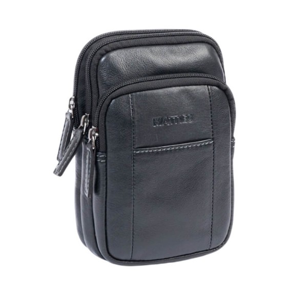 Bolsa de Tiracolo para Homem MATTIES Pioneer Leather Preta | Ref. 132.4034820