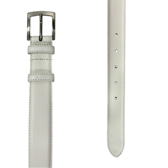 Cinto Clássico de Pele Genuína JOSEPH LOUIS 100cm Branco | Ref. 12.380BR100
