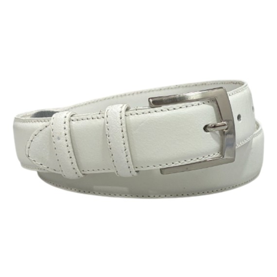 Cinto Clássico de Pele Genuína JOSEPH LOUIS 105cm Branco | Ref. 12.380BR105