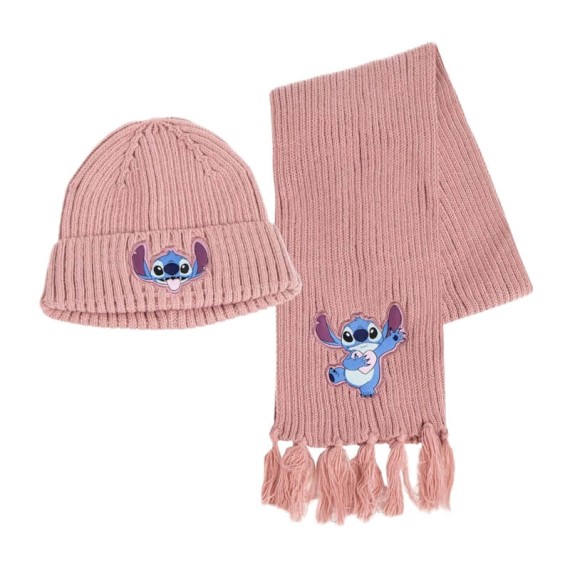 Conjunto Gorro e Cachecol STITCH Rosa | Ref. 299.2200010286