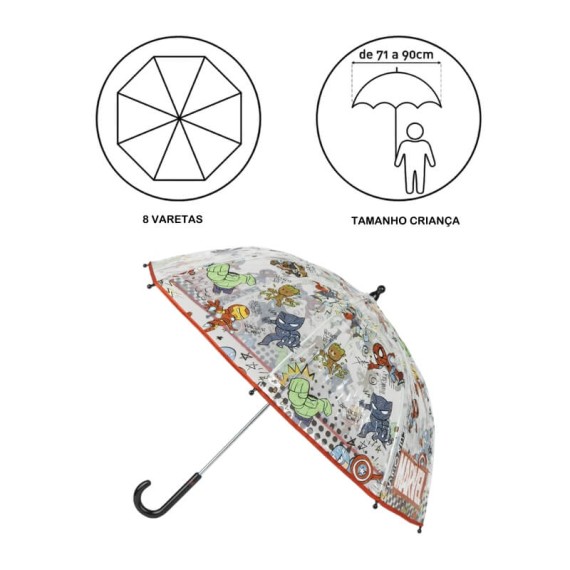 Guarda-Chuva Comprido Manual MARVEL 45/8 Transparente | Ref. 299.2400000802