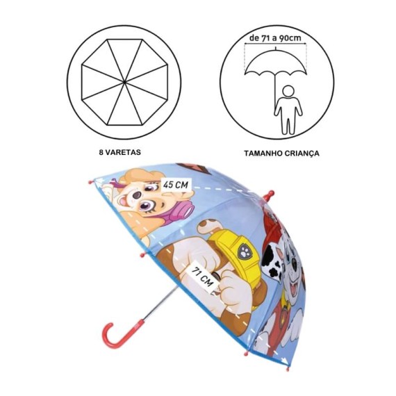 Guarda-Chuva Comprido Manual PAW PATROL 45/8 Azul | Ref. 299.2400000693
