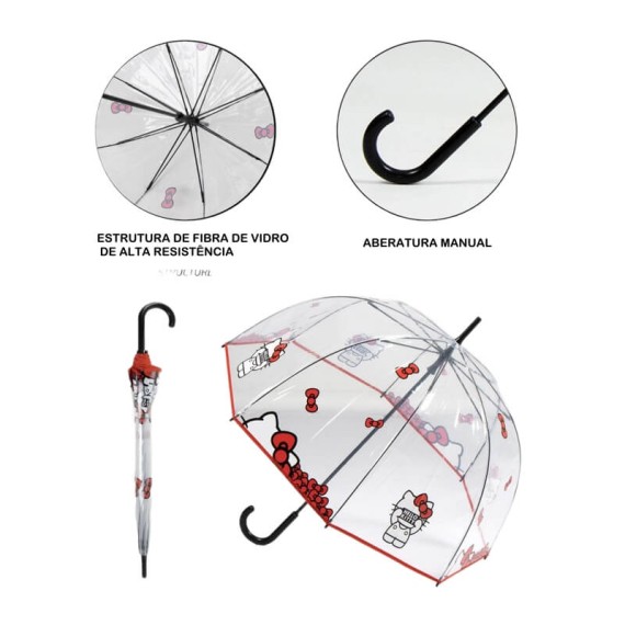 Guarda-Chuva Manual HELLO KITTY 60/8 Transparente | Ref. 299.2400000894