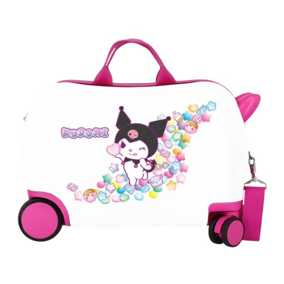 Mala Infantil 45cm 4R Easyjet KUROMI Candies Branco/Fúcsia | Ref. 186.4281016