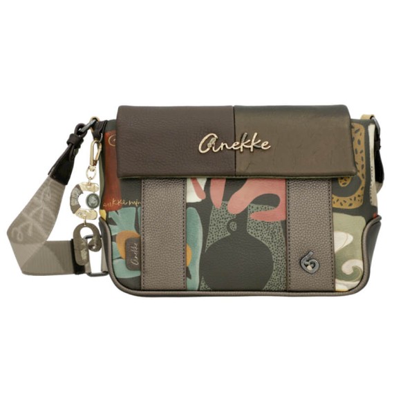 ANEKKE Bolsa de Tiracolo Estampada c/ Aba Amphora Castanha | Ref. 280.42713-570