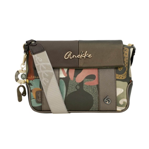 ANEKKE Bolsa de Tiracolo Estampada c/ Aba Amphora Castanha | Ref. 280.42713-570