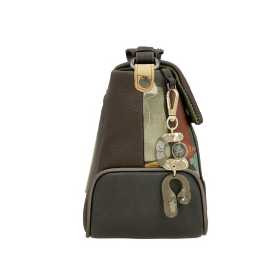 ANEKKE Bolsa de Tiracolo Estampada c/ Aba Amphora Castanha | Ref. 280.42713-570