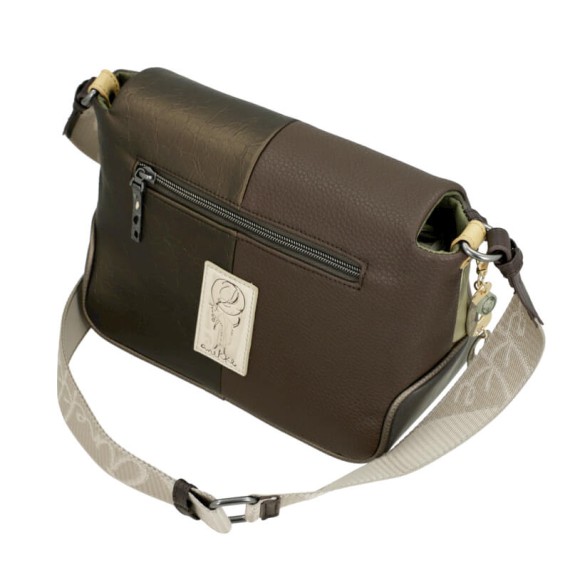 ANEKKE Bolsa de Tiracolo Estampada c/ Aba Amphora Castanha | Ref. 280.42713-570