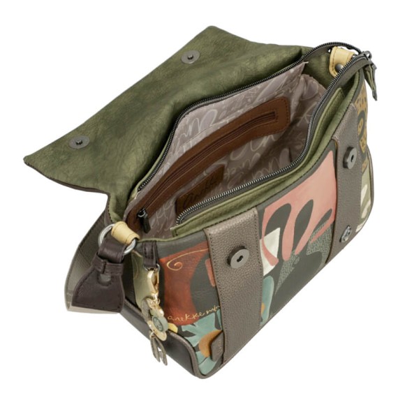 ANEKKE Bolsa de Tiracolo Estampada c/ Aba Amphora Castanha | Ref. 280.42713-570