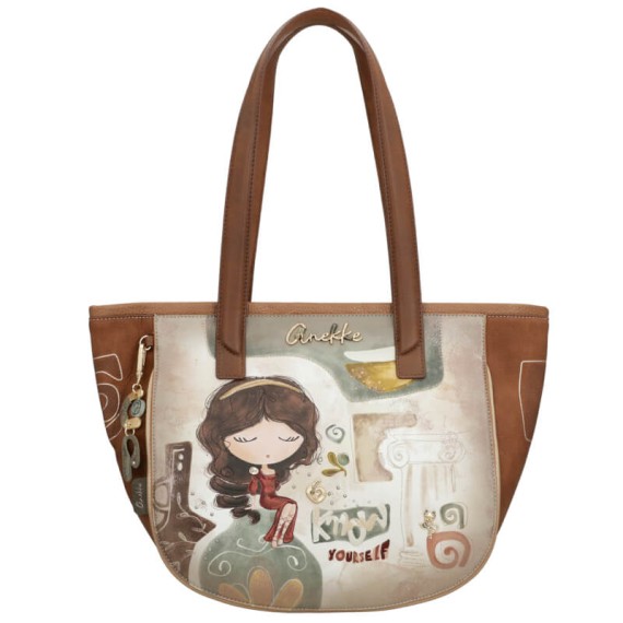 ANEKKE Mala de Ombro Oval Muse Castanha | Ref. 280.42702-129