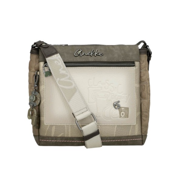 ANEKKE Mala de Tiracolo 3 Compartimentos Amphora Taupe | Ref. 280.42713-039