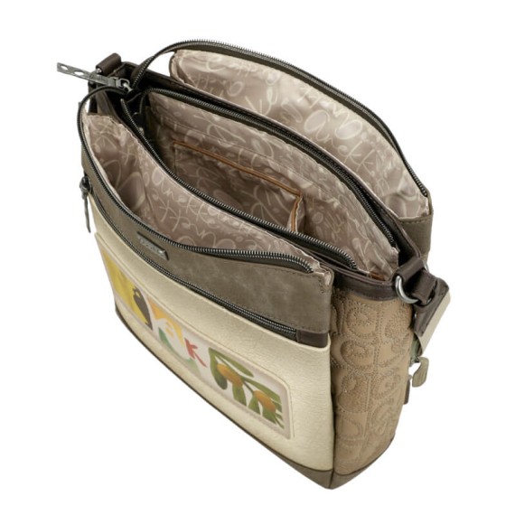 ANEKKE Mala de Tiracolo 3 Compartimentos Amphora Taupe | Ref. 280.42713-039