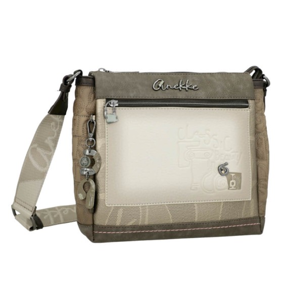 ANEKKE Mala de Tiracolo 3 Compartimentos Amphora Taupe | Ref. 280.42713-039