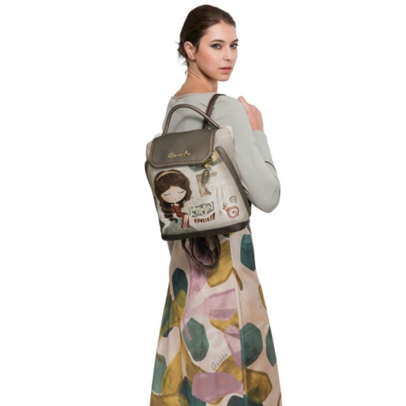 ANEKKE Mochila de Senhora c/ Aba Muse Bege | Ref. 280.42705-302