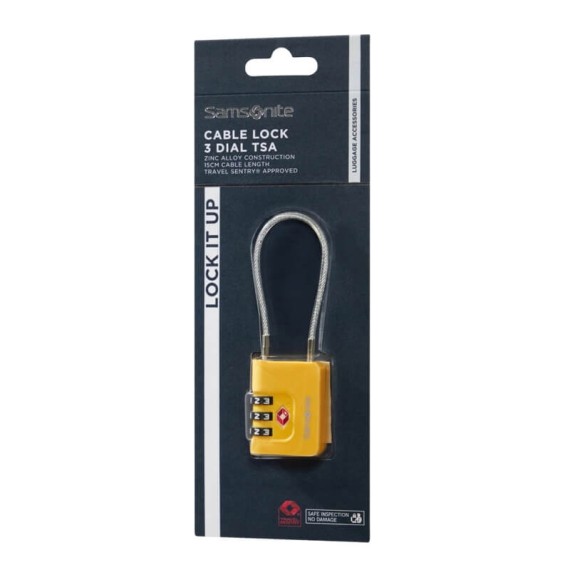 SAMSONITE Cadeado c/ Cabo 3 Dígitos TSA TA Revolution Amarelo | Ref. 92.155576-1924
