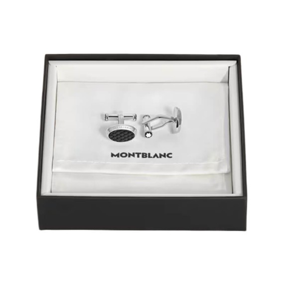 Botões de Punho MONTBLANC Oval Geometric Lacquer Inlay Preto | Ref. 238.134468