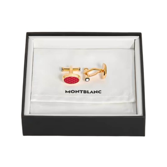 Botões de Punho MONTBLANC Oval Geometric Lacquer Inlay Vermelho | Ref. 238.134469