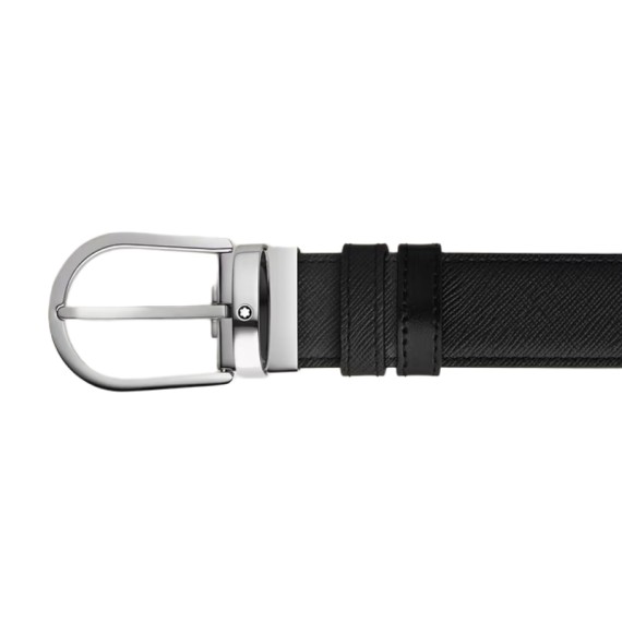Cinto MONTBLANC Saffiano Fivela Ferradura Reversível 35mm Preto | Ref. 238.198448