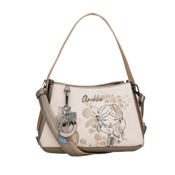 ANEKKE Bolsa de Ombro Tripla Pequena Olympia Bege | Ref. 280.42743-446