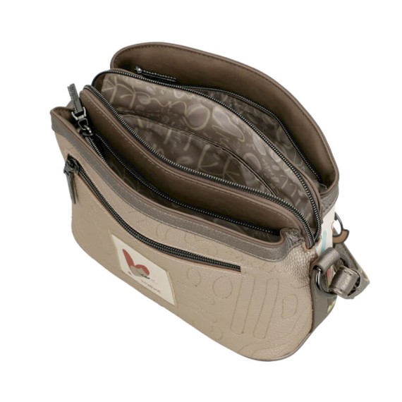 ANEKKE Bolsa de Tiracolo Tripla Pequena Olympia Bege | Ref. 280.42743-258