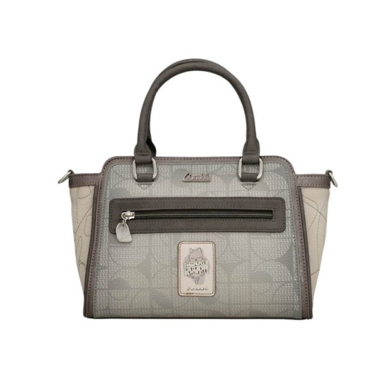 ANEKKE Mala de Mão Alças Curtas c/ Tiracolo Sophia Bege/Prata | Ref. 280.42801-032