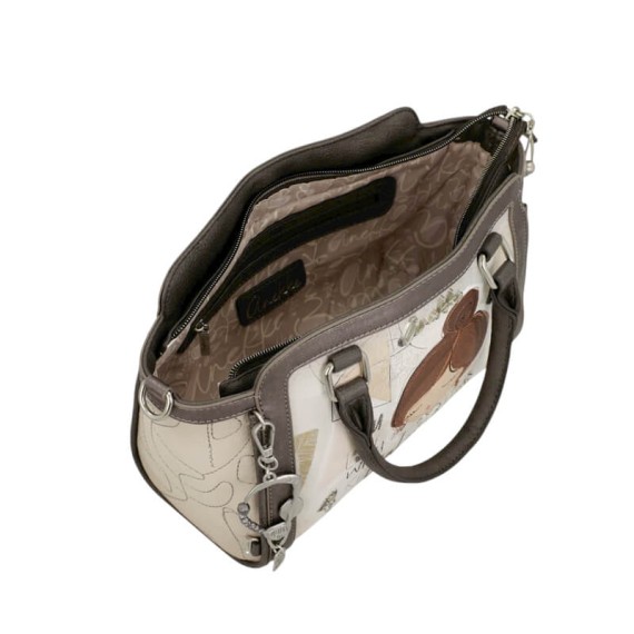 ANEKKE Mala de Mão Alças Curtas c/ Tiracolo Sophia Bege/Prata | Ref. 280.42801-032