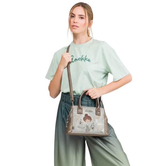 ANEKKE Mala de Mão Média Alças Curtas c/ Tiracolo Sophia Bege | Ref. 280.42801-309