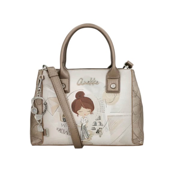 ANEKKE Mala de Mão Média Alças Curtas c/ Tiracolo Sophia Bege | Ref. 280.42801-309