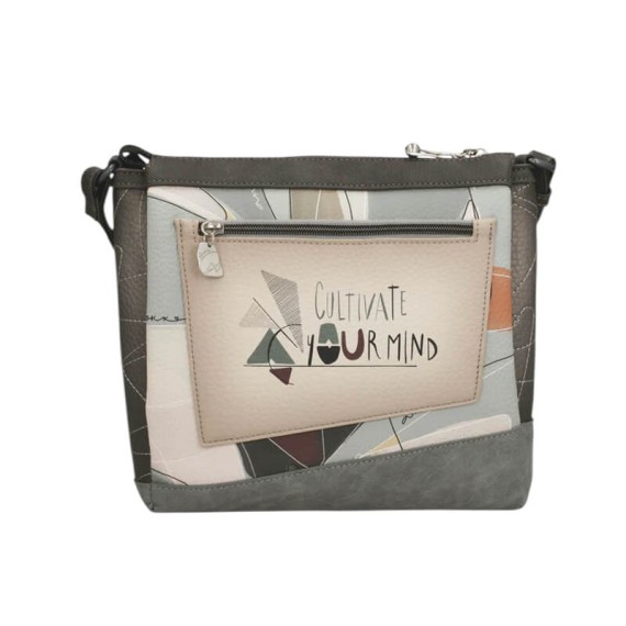 ANEKKE Mala de Tiracolo 3 Compartimentos Sophia Bege/Prata | Ref. 280.42803-039