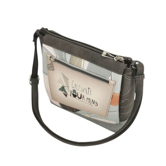 ANEKKE Mala de Tiracolo 3 Compartimentos Sophia Bege/Prata | Ref. 280.42803-039