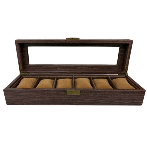 Caixa p/ 6 Relógios Imitar Madeira JOSEPH LOUIS Castanho Escuro | Ref. 338.6RIMCC