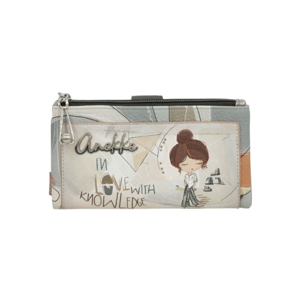ANEKKE Carteira Grande RFID Sophia Bege/Prata | Ref. 280.42809-907