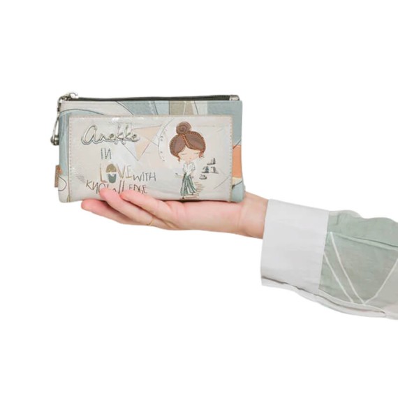 ANEKKE Carteira Grande RFID Sophia Bege/Prata | Ref. 280.42809-907