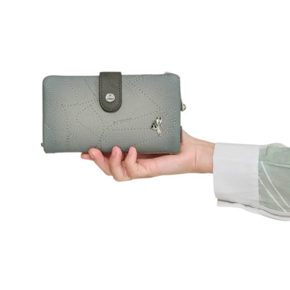 ANEKKE Carteira Grande RFID Sophia Bege/Prata | Ref. 280.42809-907