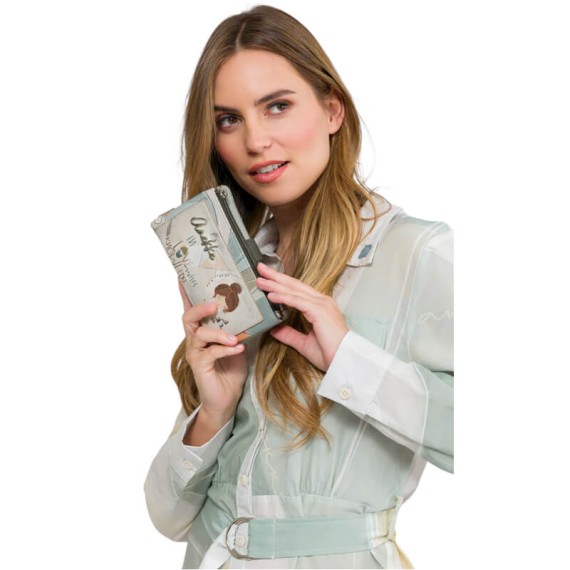 ANEKKE Carteira Grande RFID Sophia Bege/Prata | Ref. 280.42809-907