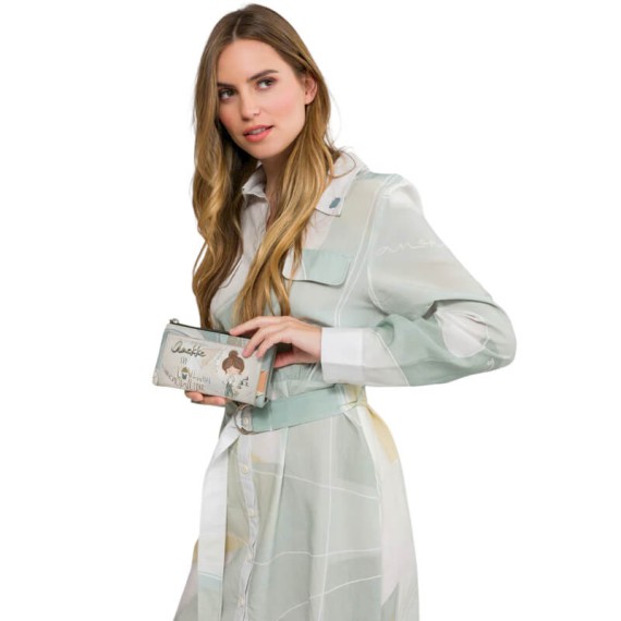 ANEKKE Carteira Grande RFID Sophia Bege/Prata | Ref. 280.42809-907