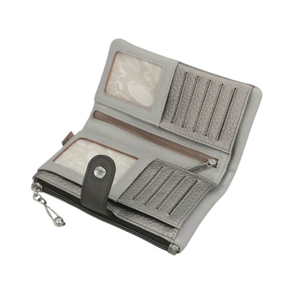 ANEKKE Carteira Grande RFID Sophia Bege/Prata | Ref. 280.42809-907