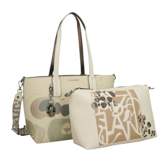 ANEKKE Mala de Ombro Grande c/ Bolsa Interior Gaia Bege | Ref. 280.42872-405