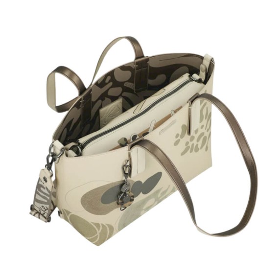 ANEKKE Mala de Ombro Grande c/ Bolsa Interior Gaia Bege | Ref. 280.42872-405