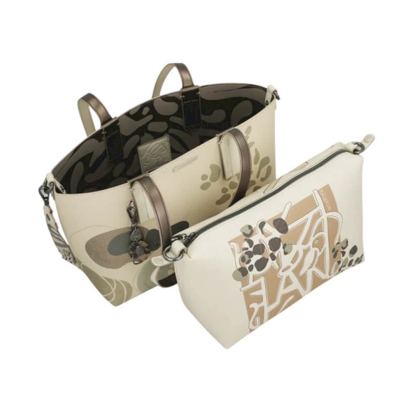 ANEKKE Mala de Ombro Grande c/ Bolsa Interior Gaia Bege | Ref. 280.42872-405